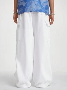 Manfinity VCAY Men's Solid Loose Woven Wide Leg Pants