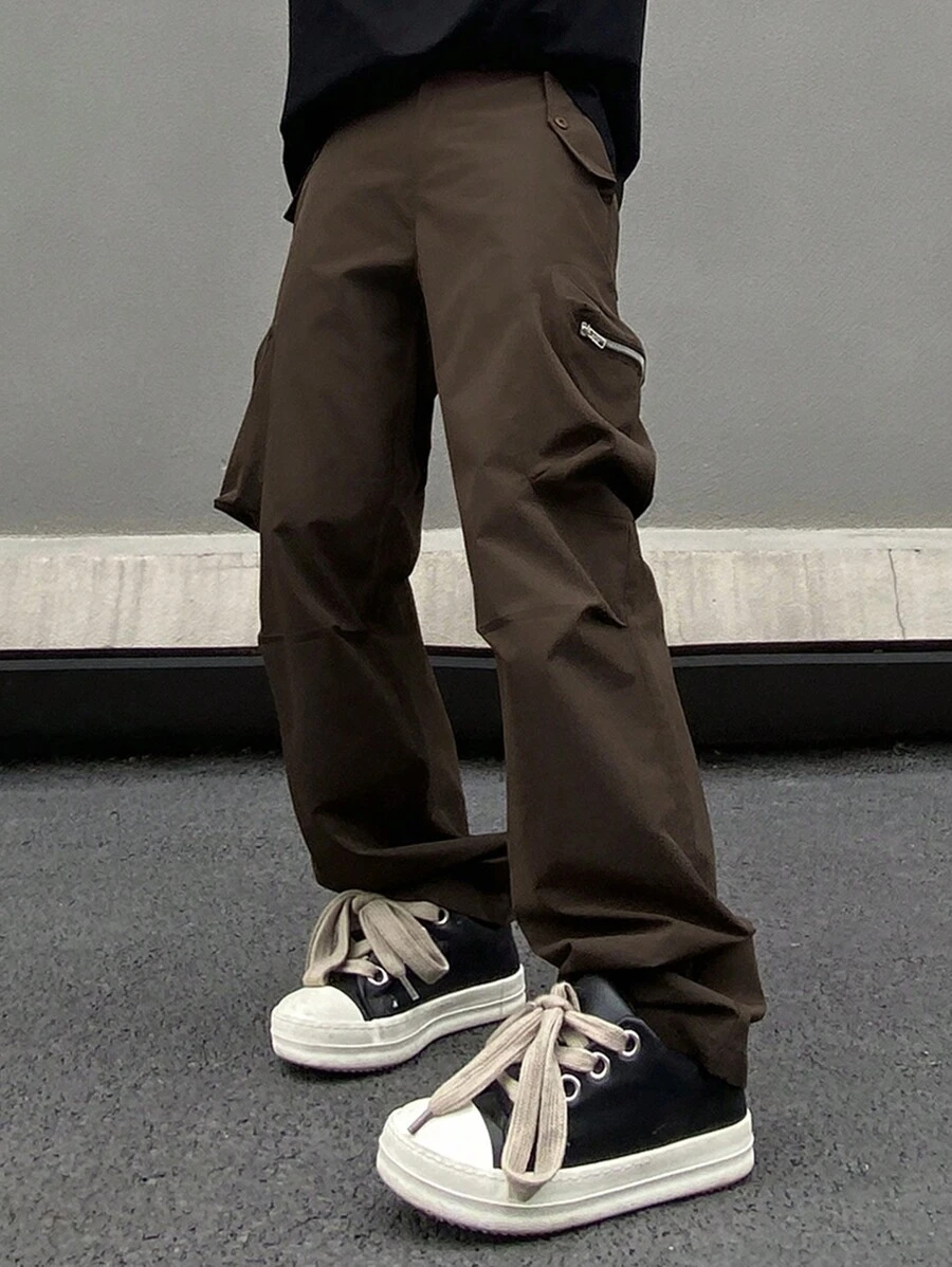 Manfinity EMRG Pantaloni casual da uomo a gamba dritta, vestibilità comoda, con tasca con zip