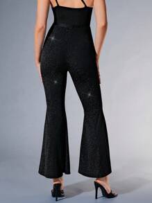 MaterniChic Maternity Comfy Afternoon Super High Waisted Flared Pants, Full-Length Fitted Pregnancy Trousers - Black - View 2