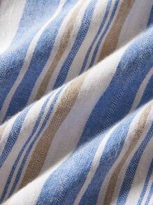 Cozy Pixies 嬰兒男寶寶彩塊條紋短袖連身衣，圓領款式 - 藍色 - 查看 5