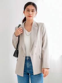 Aveloria Modichic Ladies' Plain Buttoned Long Sleeve Blazer - Khaki - View 5