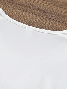 T-shirt décontracté à manches courtes imprimé papillon col en V pour ado fille - Blanc - Voir 6