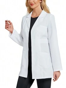 Women's Fashion Long Sleeve Fitted Lab Coat, Suitable For Halloween Cosplay Costume