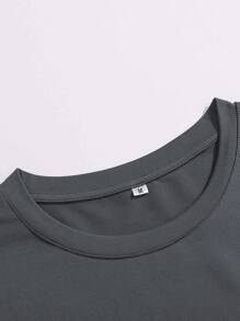 Men's Letter Print T-Shirt And Drawstring Shorts Set - Grey - View 4