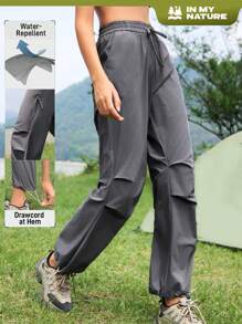 In My Nature Women's Solid Color Waterproof Drawstring Pants With Pockets For Outdoor Activities