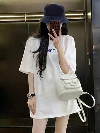 宽松韩版中长款T恤