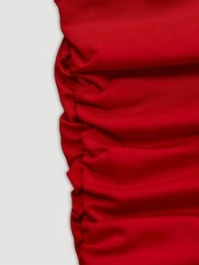 Vintage Sexy Lady Pleated Hollow Out Solid Color Dress For Women