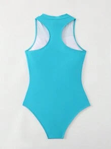 SHEIN Swim Women's One-Piece Sunner For Summer,Summer Beach - Blue - View 2