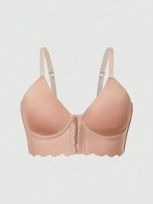 Women's Front Closure Wireless Bra, 1pc - Apricot - View 2