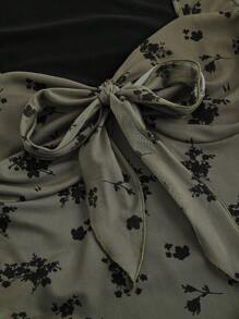 SHEIN MOD Green Retro American Style Rope-Tied Women's T-Shirt, Summer Women Vintage Clothes Concert Women Outfit