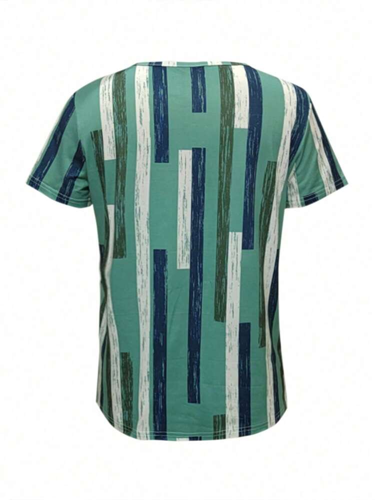 Women Full-Print V-Neck Short-Sleeved T-Shirt For Summer