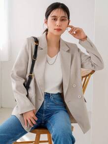 Aveloria Modichic Ladies' Plain Buttoned Long Sleeve Blazer - Khaki - View 2