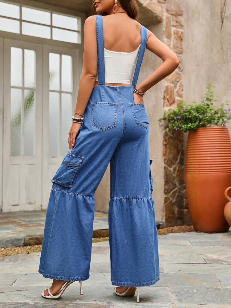 Women's Vacation Leisure Wide Leg Denim Overalls