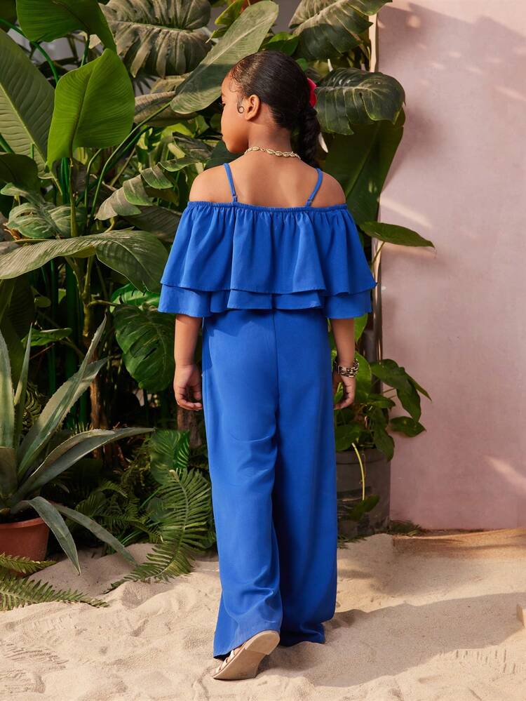 Tween Girl Resort Casual Spring/Summer Woven Solid Off-Shoulder Camisole & Long Pants Mommy And Me Matching Outfits (3-Piece Set Sold Separately)