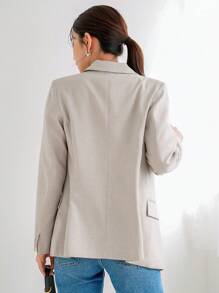 Aveloria Modichic Ladies' Plain Buttoned Long Sleeve Blazer - Khaki - View 6