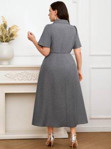 Modelyn 大码女式纯色简约日常连衣裙长款晚礼服 - 淺灰色 - 查看 6