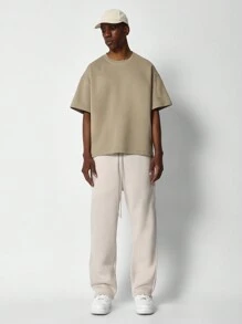 宽松运动裤优质法国毛圈布慢跑运动家居服抽绳腰部运动休闲冬季舒适 - 杏色 - 查看 3