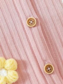 SHEIN Áo khoác cardigan dài tay hoa 3D đầy màu sắc màu hồng cho cô gái trẻ - Hồng - Xem 4