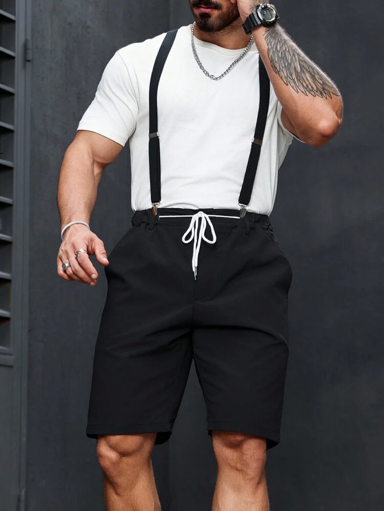 Men's Drawstring Casual Daily Wear Suspender Bermuda Shorts