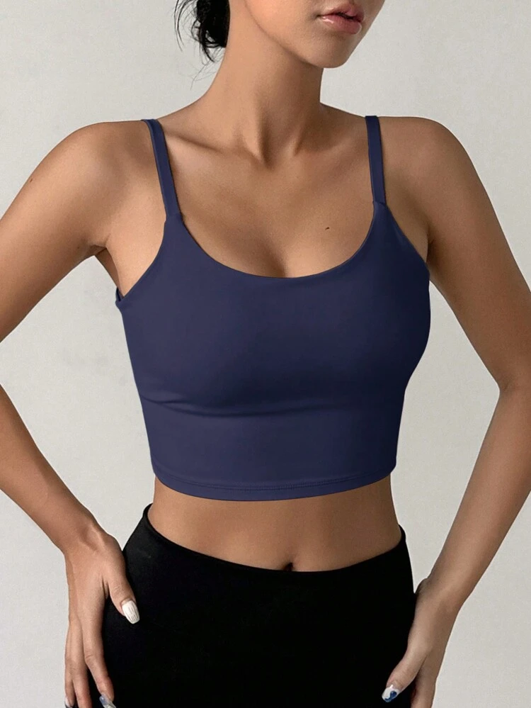 Women's Solid Color Simple Style Sports Bra With Beautiful Back Design