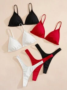 SHEIN Swim Bộ bikini gợi cảm màu trơn cho nữ, Đồ bơi đi biển mùa hè - Nhiều màu - Xem 4