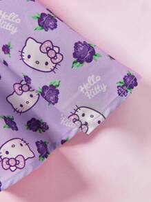 HELLO KITTY AND FRIENDS | SHEIN Young Girl Cute Casual Sweet Puff Sleeve Top And Cartoon Print Skirt Set Clothes