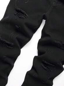 男款修身直筒磨損牛仔褲