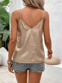 SHEIN Frenchy Camisola suelta de verano con textura metálica y dobladillo curvo para mujer