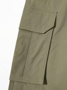 Manfinity Homme Solid Color Casual Woven Wide Leg Pants With Pockets