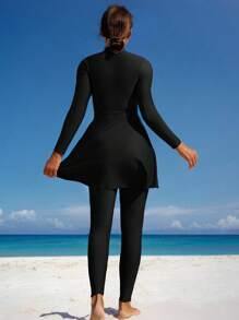 Swim Mulvari Women's Summer Beach Tankini Set 3 Pieces, Wireless Top, Waist Belted Solid Color Tankini Set, Including Pants And Hat