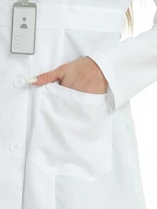 Women's Fashion Long Sleeve Fitted Lab Coat, Suitable For Halloween Cosplay Costume