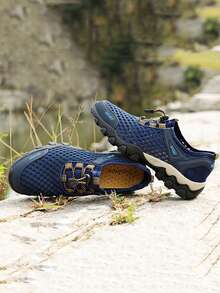 男款夏季流行的超輕量透氣網面徒步鞋戶外休閒運動鞋 - 藍色 - 查看 4