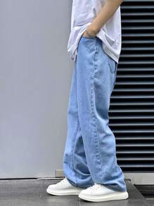 Claim Dot Men's Casual Straight Leg Jeans With Drawstring Waist