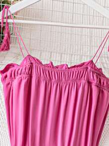 Soleia WYWH Vacation Women's Music Festival Ruffle Edge Tassel Rope Tie A Swing Bamboo Knot Pattern Long Dress