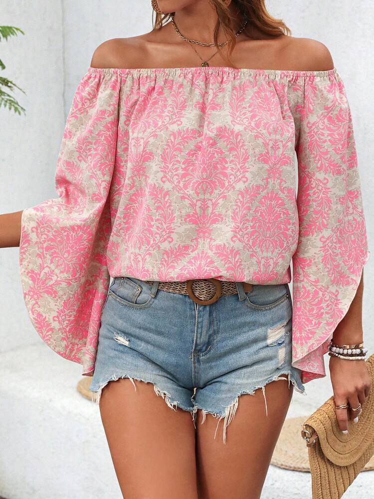 Women's Off-Shoulder Bell Sleeve Casual Summer Shirt