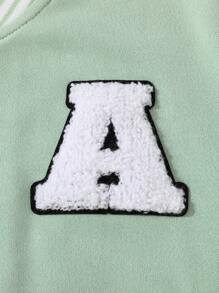 Sparklyn 青少女簡約拼色字母印花棒球上衣與裙子套裝 - 薄荷綠 - 查看 7