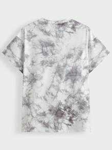 TOM & JERRY X SHEIN Men's Casual Cartoon & Letter Printed Tie-Dye Loose Fit Oversized T-Shirt, Summer - Grey - View 2