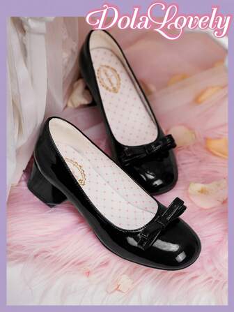 Dola Lovely Ladies' Fashionable & Versatile Classic Outdoor Matching Dress Outfit With Black Bow-Tie High Heels Sorceress Spring Shoes Spring Break Easter