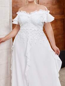 SHEIN Belle Plus Size Pure White Multi-Layer Ruffle Edge Mermaid Wedding Dress Gown - White - View 1