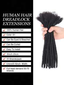 Crochet Human Hair Knotless Braids 30 Strands Human Hair Dreadlock Extensions, 0.4cm Width For Men/Women Hand-Made Permanent DreadLock Extensions Human Hair Bundles Can Be Dyed And Bleached Hair Extensions - S1 - View 4