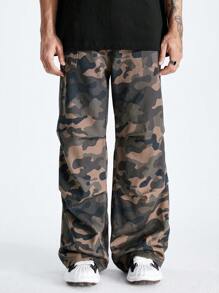 Manfinity VCAY Men's Digital Camo Printed Loose Wide Leg Pants Going Out - Multicolor - View 1