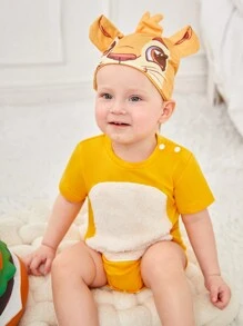 SHEIN 3pcs/Set Baby Boys' Casual Animal Lion Printed Playwear Costume Including Hat And Gloves, Spring/Summer