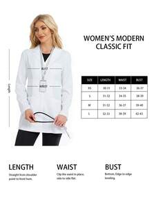 Women's Fashion Long Sleeve Fitted Lab Coat, Suitable For Halloween Cosplay Costume