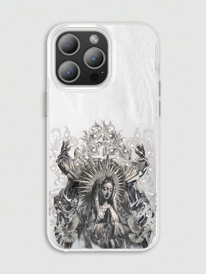 Goth Fashionable Phone Case With Thousand-Handed Buddha Image Print
