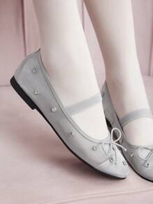 CUCCOO DOLLMOD حذاء شبكي نسائي أسود مسطح بتصميم عصري - رمادي - مشاهدة 4