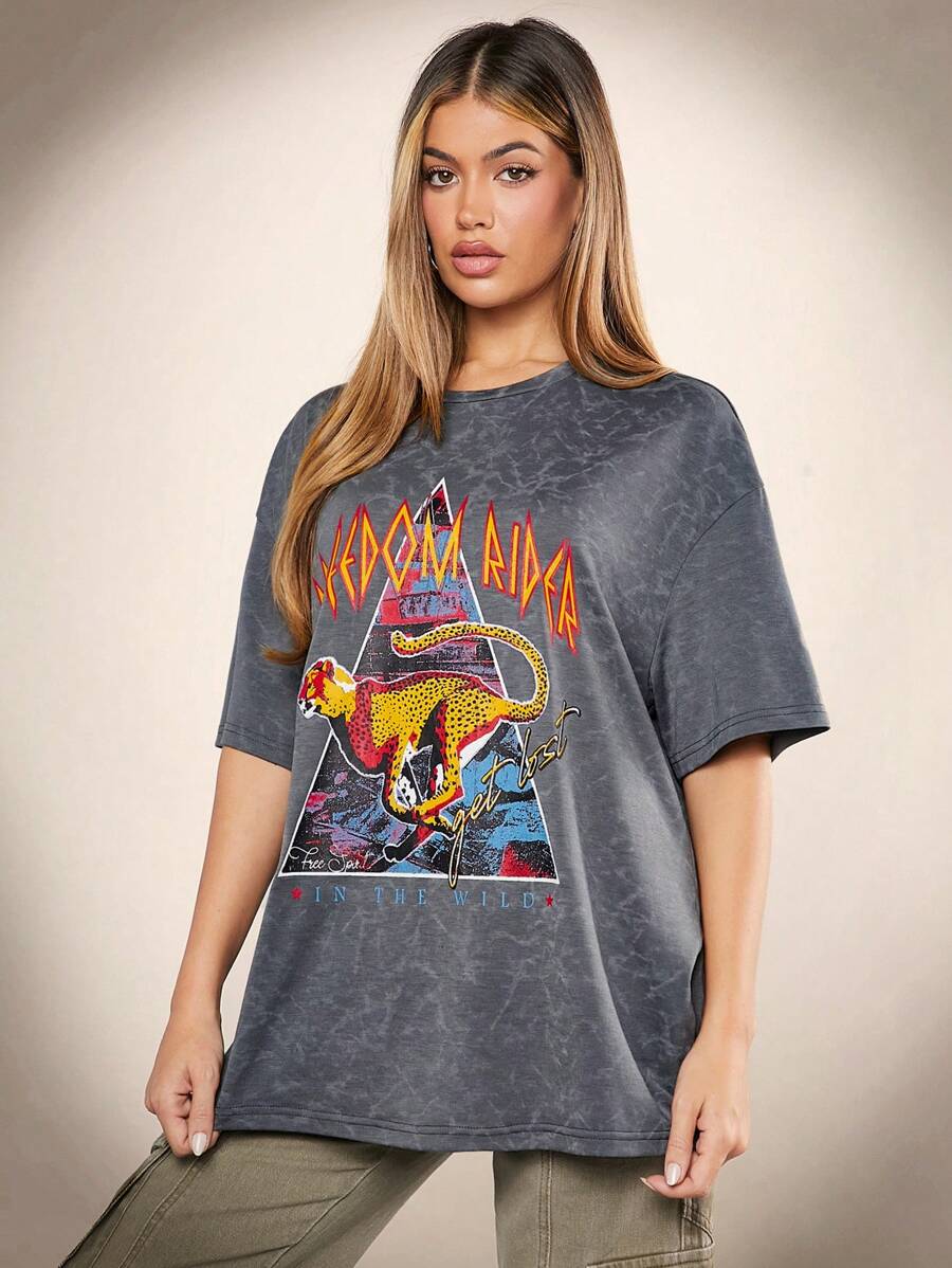 SHEIN Unity Women's Graphic Tee - Grey - View 1