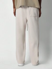 宽松运动裤优质法国毛圈布慢跑运动家居服抽绳腰部运动休闲冬季舒适 - 杏色 - 查看 4