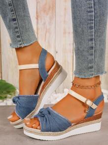 Women's Platform Wedge Sandals, Fairy Style, Open Toe High Heels For Summer - Blue - View 5