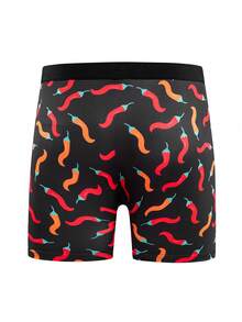Men's Boxer Briefs With Personalized Chili Pepper Print - Black - View 2