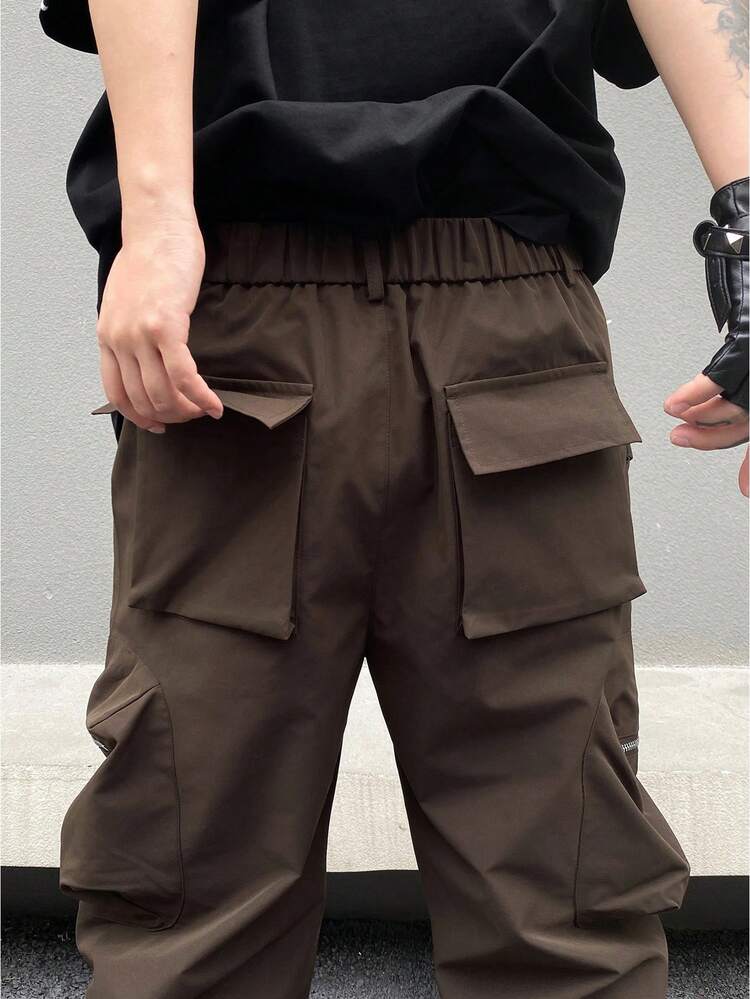 Men's Zipper Pocket Relaxed Fit Straight Leg Casual Pants